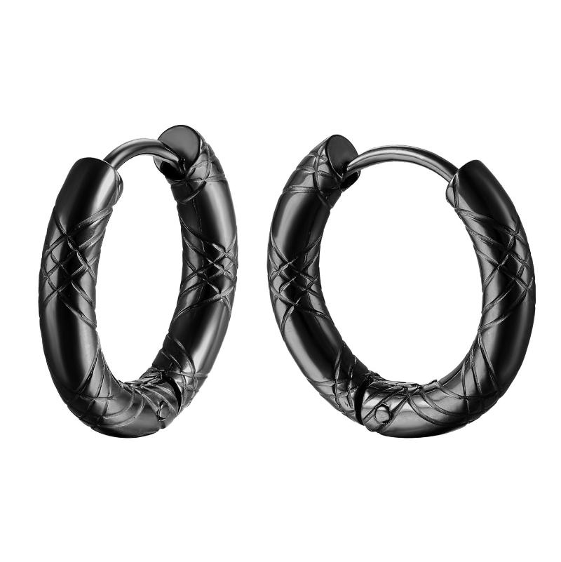 

Hoop & Huggie Boniskiss Stainless Steel Earrings Black /Gold/silver Color Small Circle For Men Women Aretes Mujer Aros
