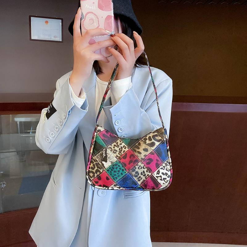 

Fashion Print Canvas Shoulder Underarm Bag Women Zipper Retro Casual Street Travel Female Handbags, 01