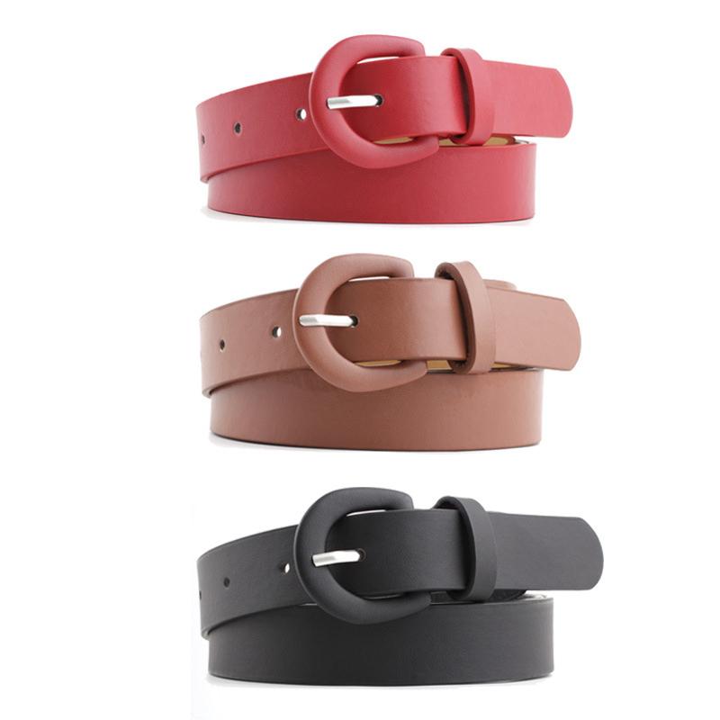 

New Designer Women's White Black Brown Red Thin Leather Belt Female Strap Pin Buckle Waist Belts for Women Ladies Pants