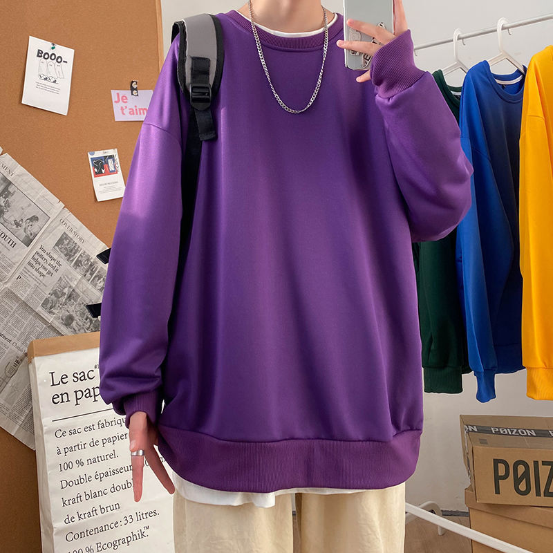 

Spring 2021 New Male Listing Top Loose Large Around the Neck Sweater Fashion Hoodies Streetwear Sweatshirts Free Shipping 11VZ, Purple