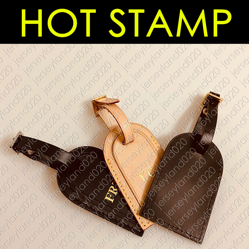 

HOT STAMP STAMPING Initials Designer Leather ID Holder Removable Name Tag Nametag Label Bag Charm Key Bell Padlock Travel Duffle Luggage Bag