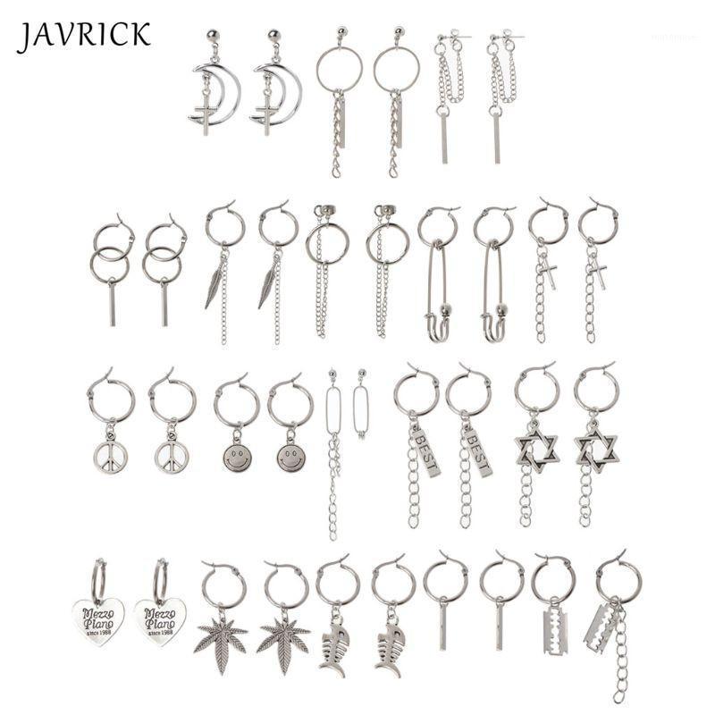 

Punk Moon Cross Safety Pin Chain Drop Personality Earring Kit1