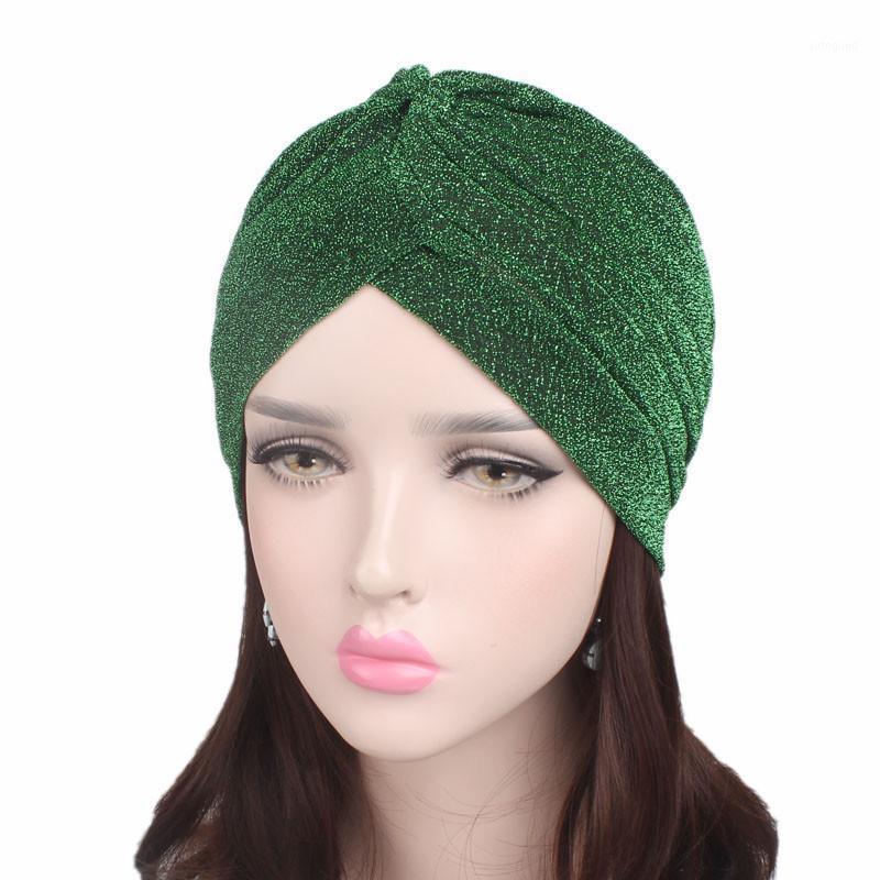 

Beanie/Skull Caps 2021 Colors Shine Hat Muslim Headscarf Solid Color Turban Cap For Women 871, Black