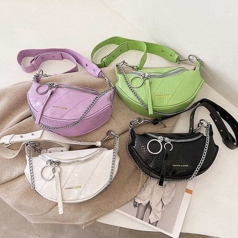 

2022 HBP Women Bags Casual Chest Bags For Women Waist Bag Pu Leather Crossbody Bags Half Moon Design Chest Purse And Handbag, Black