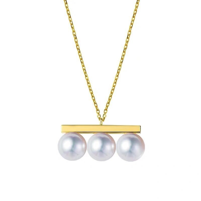 

Brass With Gold Balance Bar Faux Pearl Necklace Runway T Show Party Designer Gown Top Ins Japan Korean Trendy Top LJ201009