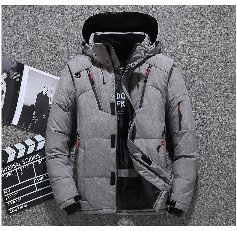 

Mens Down Coats Casual Parkas Solid Color Men Down Puffer Jackets Hoooded Long Sleeve Winter Outerwear Hat Detachable Wholesale, Black