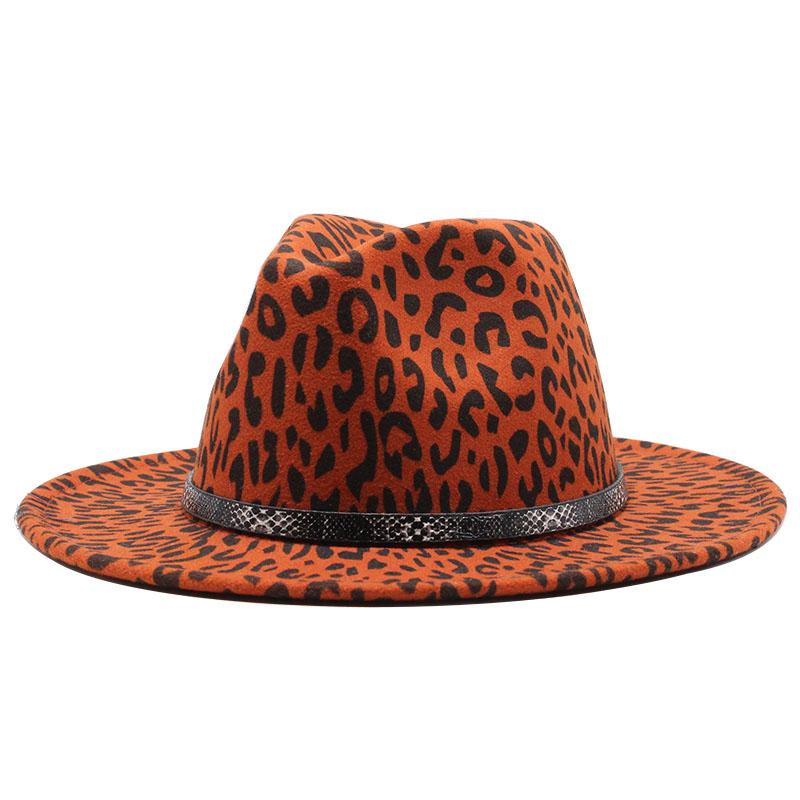 

All-match Wide Brim Fedora Hat For Women Solid Color Wool Felt Hat For Men Autumn Winter Panama Gamble Leopard print Jazz Cap, Army green