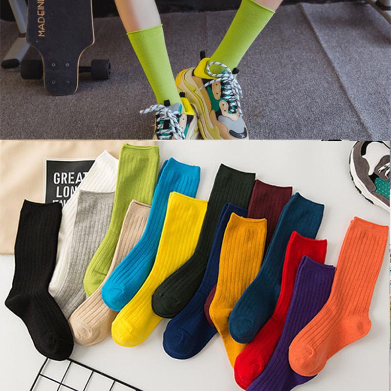 

1Pair New Autumn Winter Wear Heap socks Cute Cotton Solid Color School Style Long Soft Piles Socks Edge Curl For Women, White