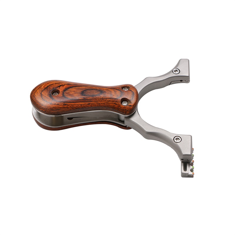 

folden Hunting Slingshot Stainless Steel Catapult + Wood Handle with Rubber Band Outdoor Shooting