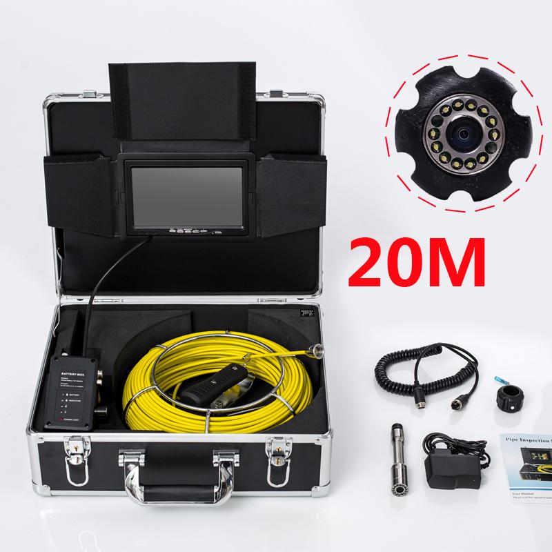 

Waterproof Camera Head Diameter 23MM Pipe Inspection Video Camera System Viewing Angle 120Degree 7Inch 20M Cable