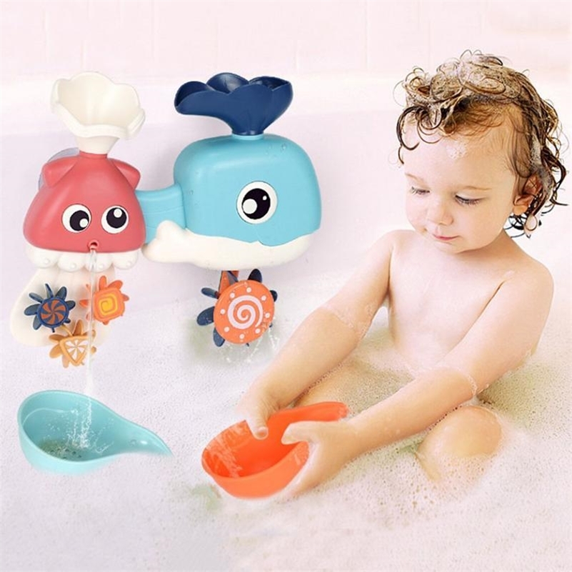 

New Hot Selling Baby Bath Toys for Children Bathroom Water Playing Whale Octopus Spray Water Windmill for Kids Summer Shower LJ201019