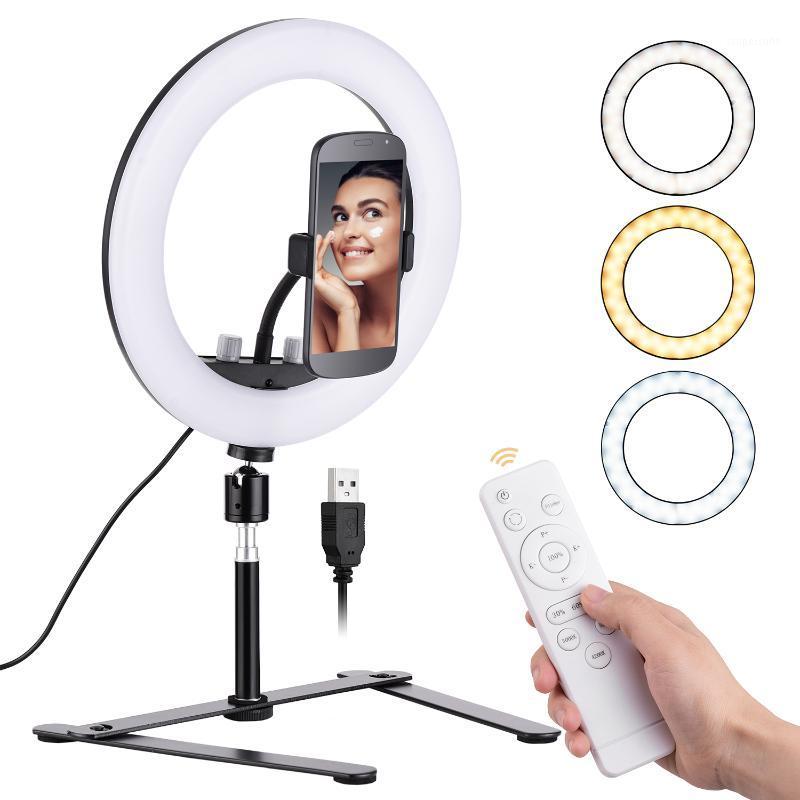 

10 Inch Remote Control LED Ring Light Photography Lamp 2700K-5500K with Desktop Stand Phone Holder for Live Video Selfie Makeup1