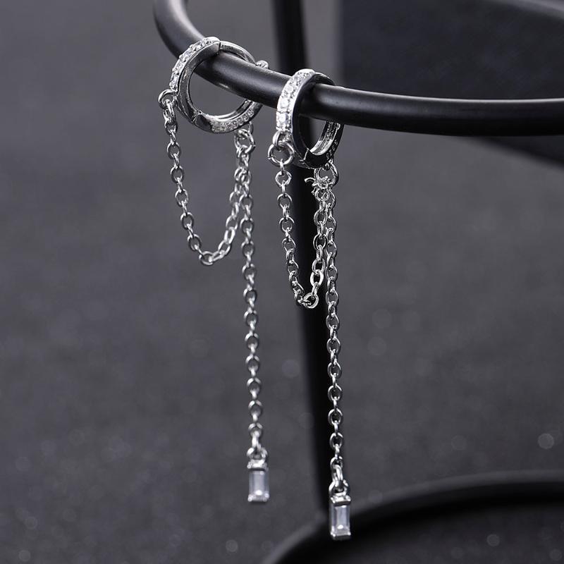 

Hoop & Huggie Fashion Temperament Street Style Long Tassel Earrings Threader Water Drop Dangling Female Gift Girl