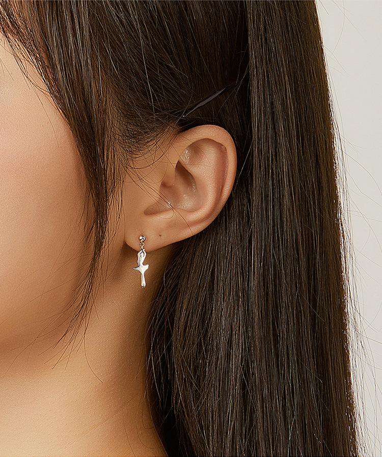 

Original ballet girl s925 sterling silver earrings female fashion simple hypoallergenic white earrings