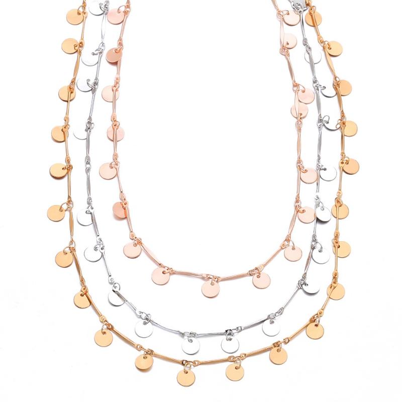 

Boho Femme Collier Sequins Choker Multilayer Necklace For Women Charm Chain Statement Necklace bijoux Party Jewelry 2020 New