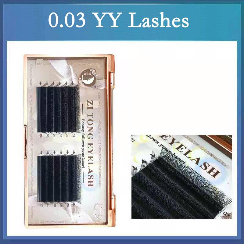 

0.03 YY Shape Eyelashes Extensions Double Tip Lashes Eyelash Cilios Y Natural Easily Grafting V Style Volume Salon Faux
