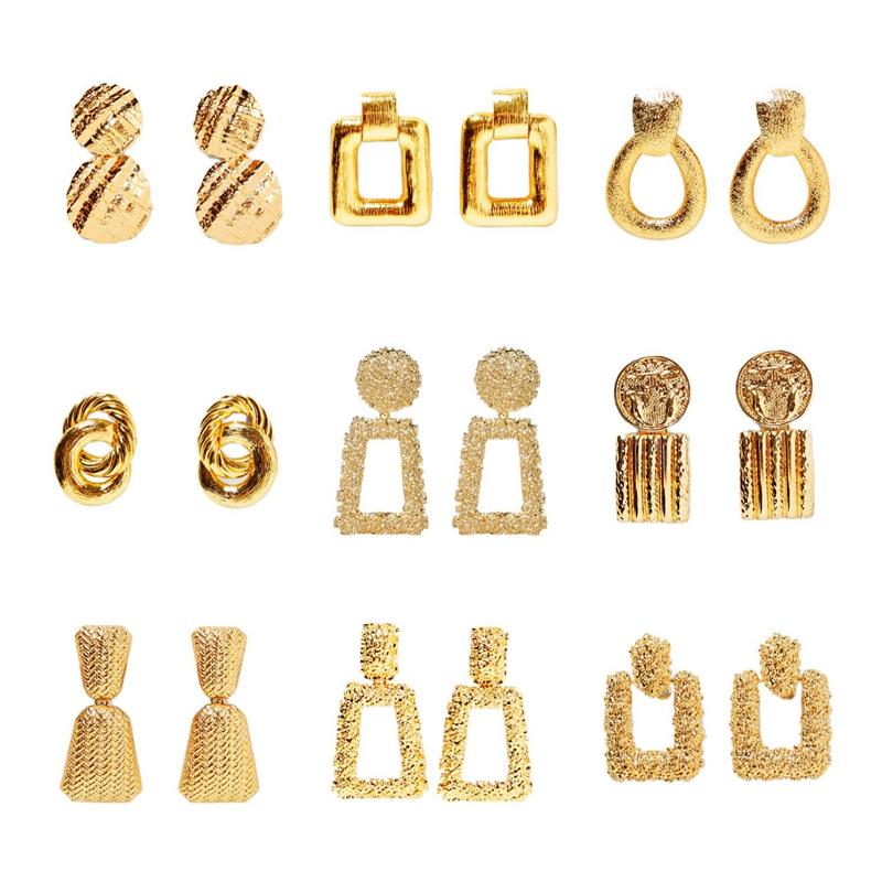 

Fashion Simple and Popular Alloy Earrings 9 Pairs of European and American Retro Earrings