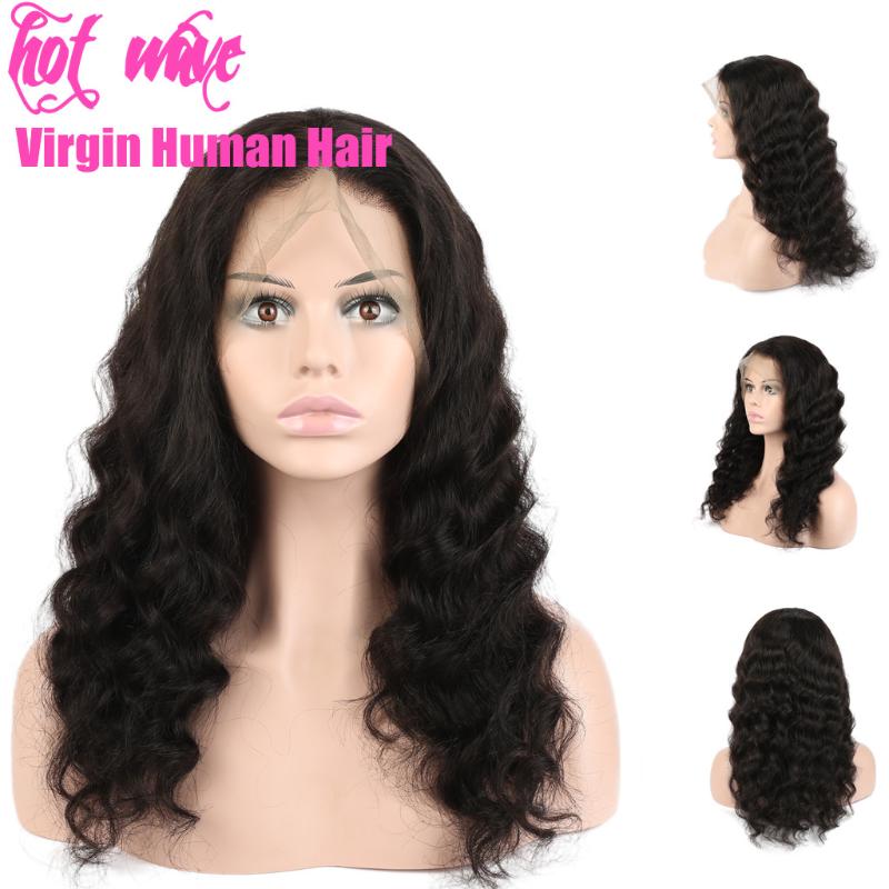 

Hot Wave Cuticle Aligned Brazilian Raw Virgin Human Hair Front Lace Wig for Women Natural Black Middle Part 4X4 13X4 Deep Wave, 4x4 lace wig
