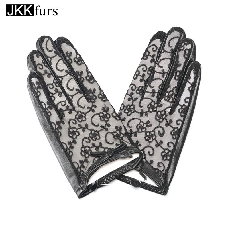 

2020 New Arrivals Women's Spring Autumn Fashion Lace Gloves Female Genuine Sheepskin Leather Mittens S2030