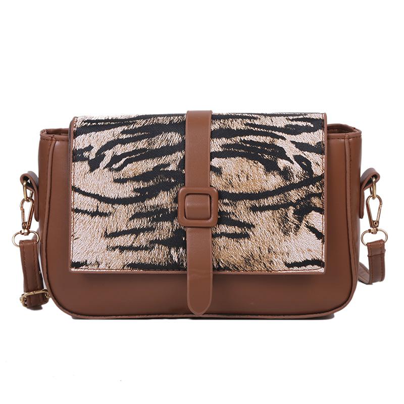

Woman Texture Bag New Trendy Fashion Zebra Pattern Messenger Bag Small Square Mini Shoulder Crossbody Satchels, Black cow pattern