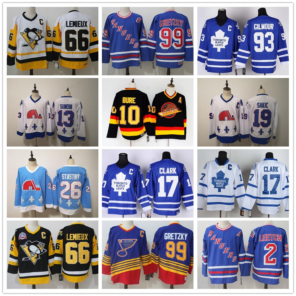 

Pavel Vintage Joe Sakic Doug Gilmour Wendel Bure Mats Sundin Peter Stastny Toronto Maple Leafs Quebec Nordiques Retro Hockey Jerseys, Colour 4