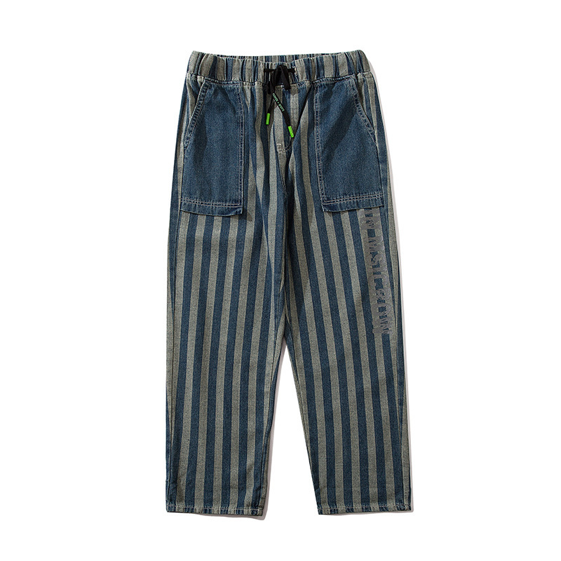 

2021 New Tamanho Grande 4xl 5xl Listrado Jeans Denim Macaco Masculino Retas Do Elasticidade Hip Streetwear Pantalon Af6e, Blue