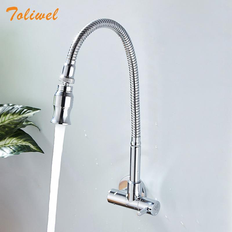 

In Wall Mounted Brass Kitchen Faucet Fold Expansion DIY Kitchen Sink Tap