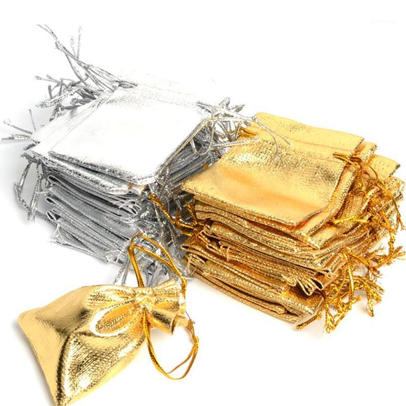 

50pcs/lot 7 * 9cm Drawstring Gift Bags Gold and Silver Jewelry Gift Bags Accessories Packaging Small1