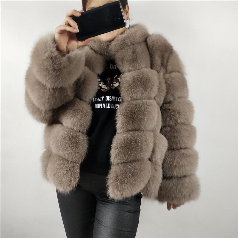 

fur coat Women's warm and stylish natural fur jacket vest Stand collar long sleeve leather coat Natural coats, Rose red