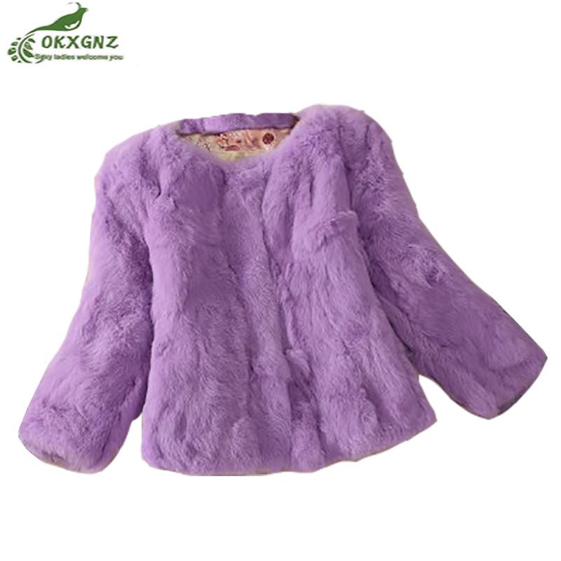 

Genuine Full Pelt Fur Jacket For autumn Women Design Fur Coat Nine points sleeve Coat Fashion Slim, Red