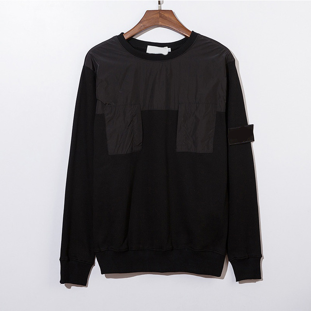 

2021 Men Casual Logo 2 Pockets Long Sleeve Couple Loose O-neck Sweatshirts, Black