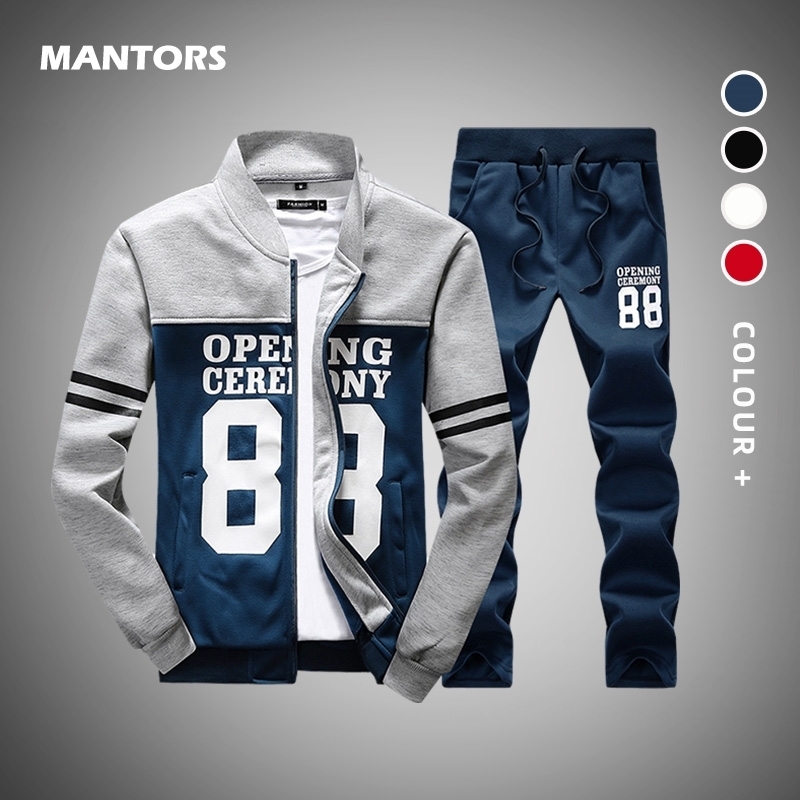 Spring Men Set Print Tracksuit Autumn Sportswear Suit Clothes Mens Casual Sports Two Piece Set Jacket+Pants Track Suit 201124Z