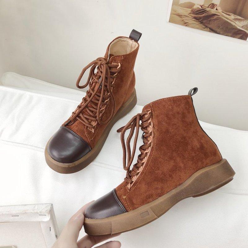 

Women's Ankle Boots Womens Fashion Boot 2020 Autumn Winter Comfortable Woman Shoes Lace-Up Lady Footwear Plus Size Botas Mujer, Beige