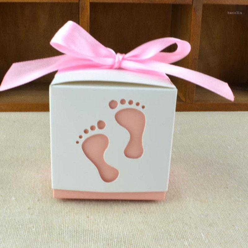 

50pcs Cut Baby Feet Gift Candy Bomboniere Boxes Wedding Favor Baby Shower1