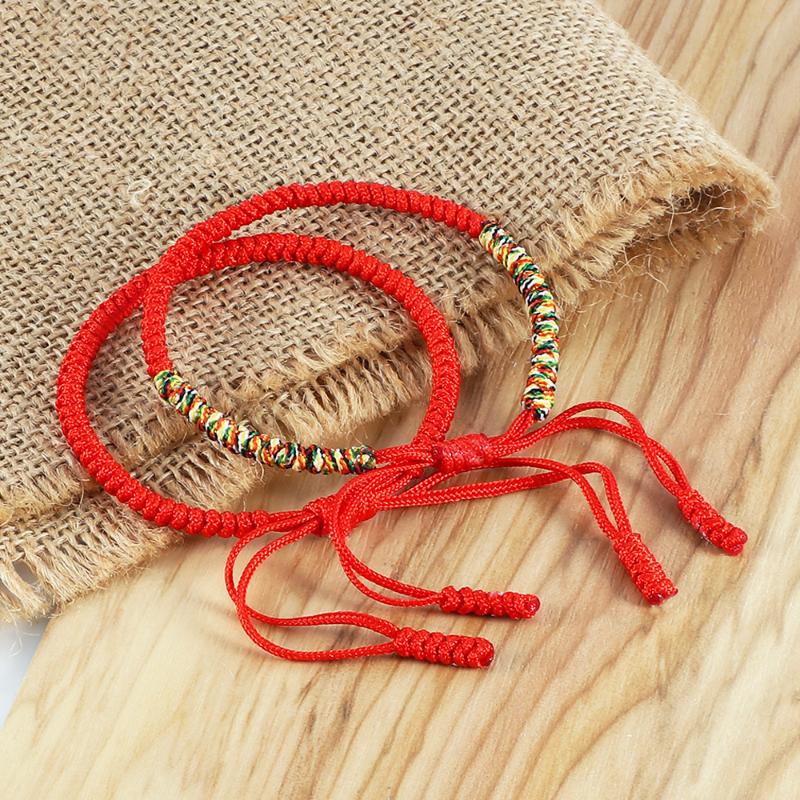 

2Pcs/set Lucky Red Bracelet Tibetan Buddhist Handwoven Lover Couple Braided Rope Knots Bracelets Prayer Charm Jewelry Wristbands