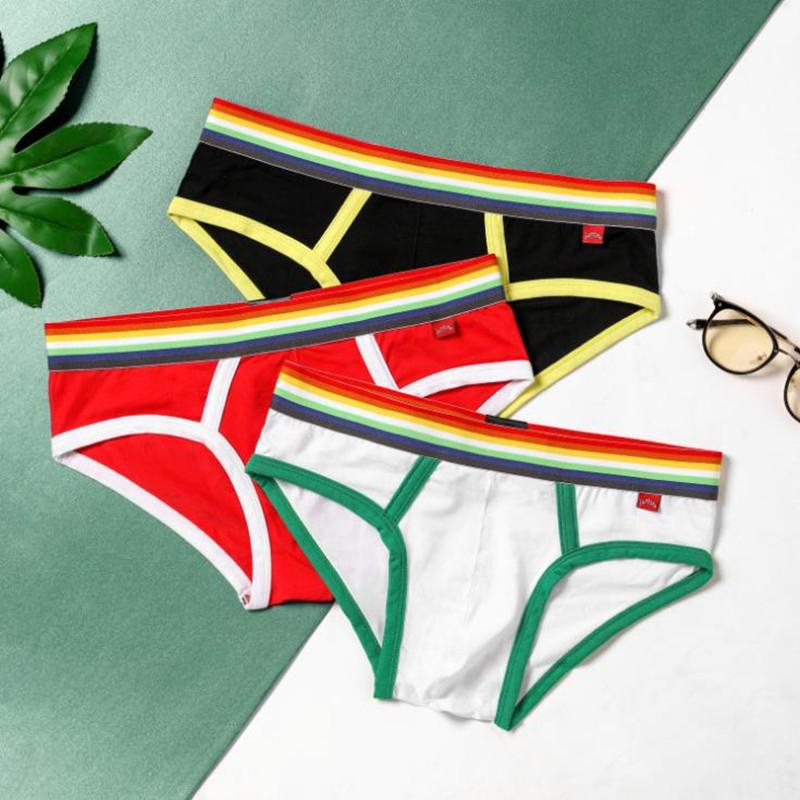 

1 PCS Men Solid Color Patchwork Panties Breathable Cotton Briefs Shorts Comfortable Underpants Underwears
