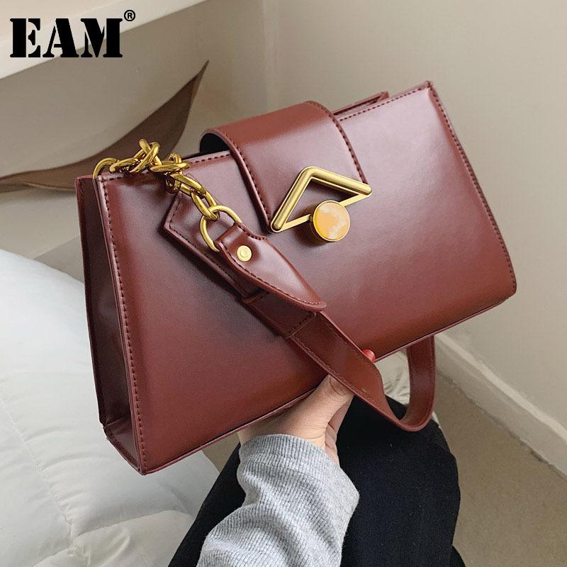 

[EAM] Women New Luxury Female Small PU Leather Flap Personality All-match Crossbody Shoulder Bag Fashion Tide 2021 18A1302, Black