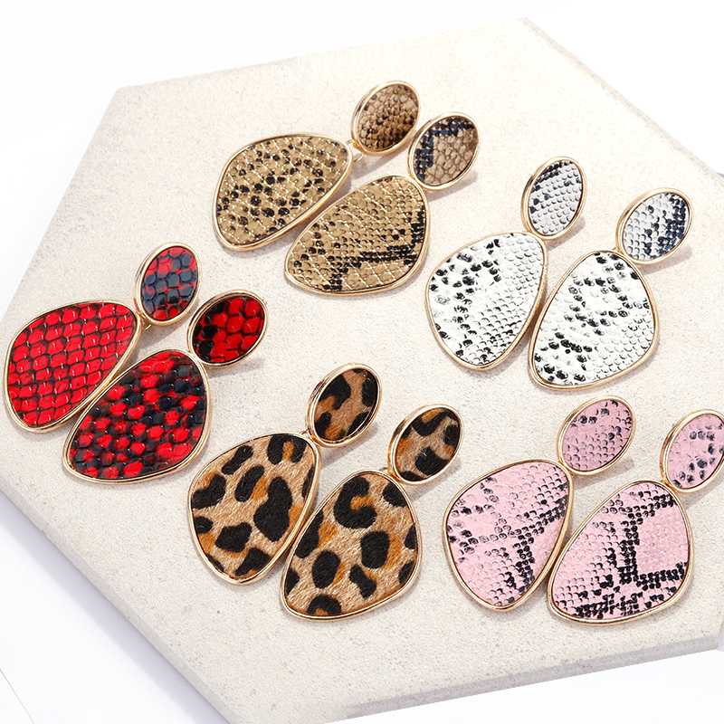 

Lifefontier 2020 New Big Round Snake Skin Drop Earrings for Women Punk Vintage Oversize Statement Earrings Party Jewelry