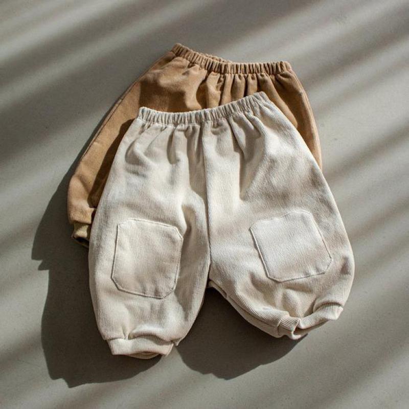 

2021 Spring New Toddler Boys Harem Solid Color Cotton Kids Loose Casual Long Pants Patch Baby Girl Trousers Ptcd, 1008beige white