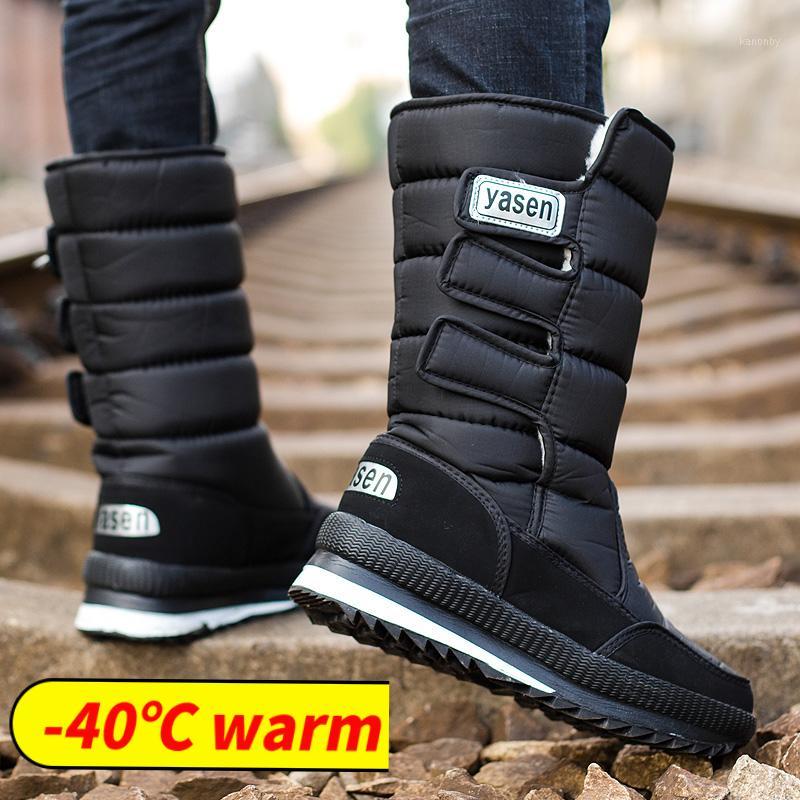 

snow boots men waterproof mens winter boots With Fur winter shoes slip-resistant Men platform thick plush warm Plus size1, Black