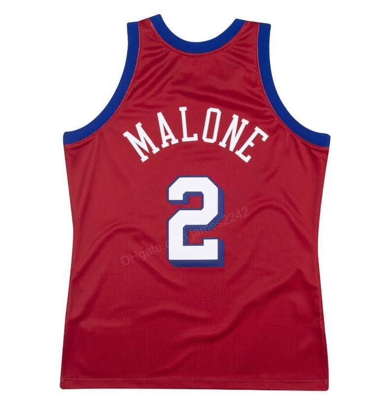 

Custom #2 Moses Malone Mitchell & Ness Basketball Jersey Men's All Stitched Any Size 2XS-3XL 4XL 5XL Name Or Number, Red