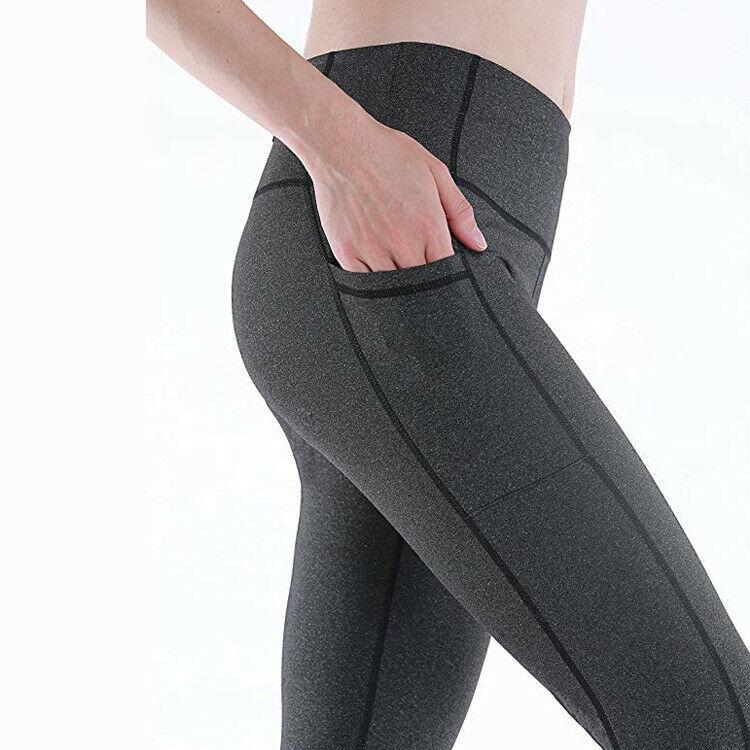 

Womens Casual Soft Stretch Cotton High Waisted Leggings Long Workout Sports Yoga Pant Fitness, Black