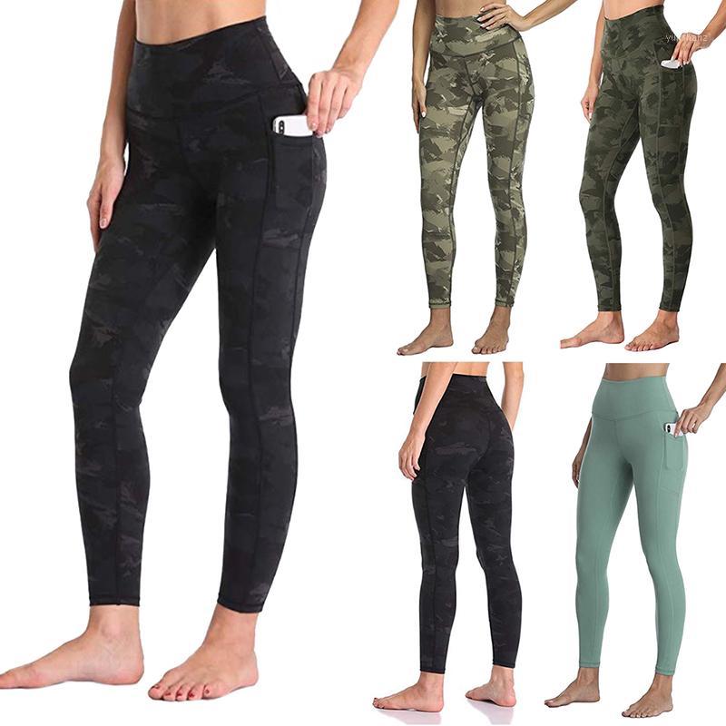 

Women Print Pants Hip Lifting Sweatpants High Waist Trousers Skinny Pants Women Sportswear with Pocket1, Camouflage black