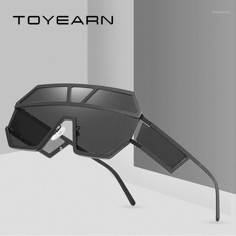 

2020 Fashion Design Oversized Sunglasses Women Men Goggle Glasses One Piece Metal Unique Shield Sunglasses UV4001
