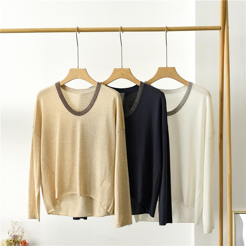 

Autumn New Knitted Thin Long-sleeved Sweater, Khaki