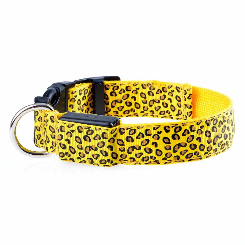 

Pet Leopard Style Glow Light Pattern Collar Buckle Adjustable Safety Collar Durable Belt Necklace Printing 6 Colors 20Jan6