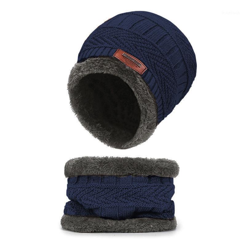 

2020 Winter Beanie Hats Scarf Set Warm Knit Hat Skull Cap Neck Warmer With Thick Fleece Lined Winter Hat And Scarf for Men Women1