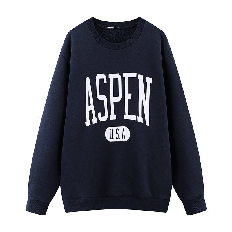 

2021 New Puwd Vintage Woman Navy Blue Oversized Thick Cotton Hoodies Autumn Casual Ladies Warm Hooded Pullover Female Loose Tops Vnmb