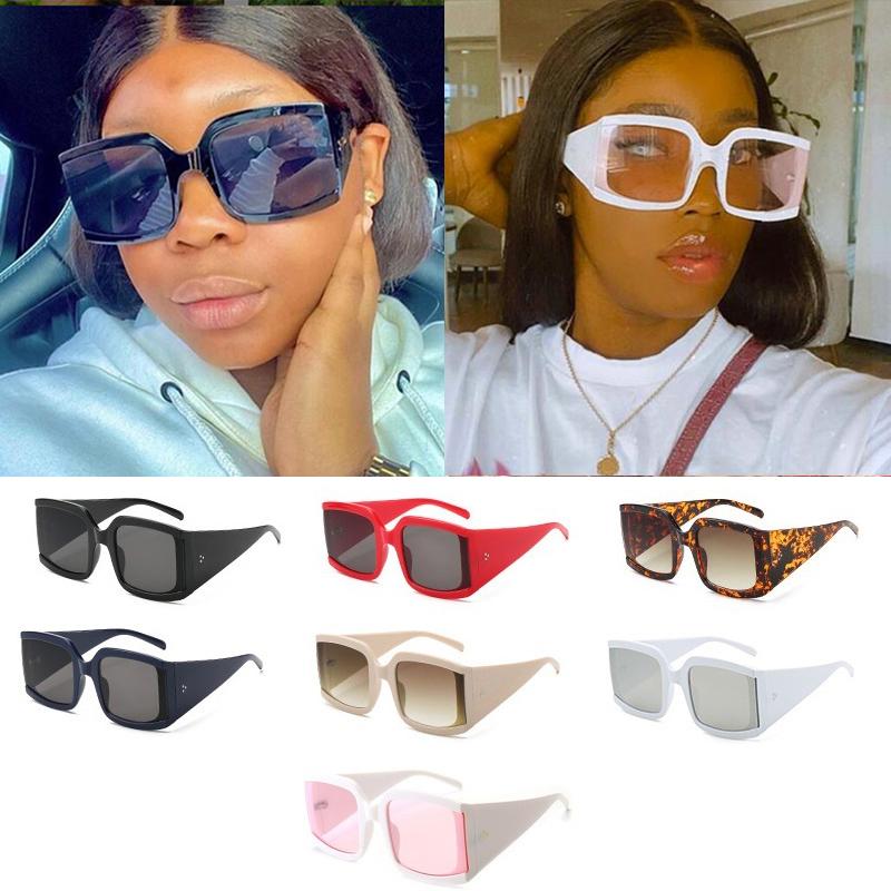 

Wholesale Vintage White Black Square Sunglasses For Women Wide Leg Rivet Pink Gradient Sun Glasses Female Elegant Shades Glasses