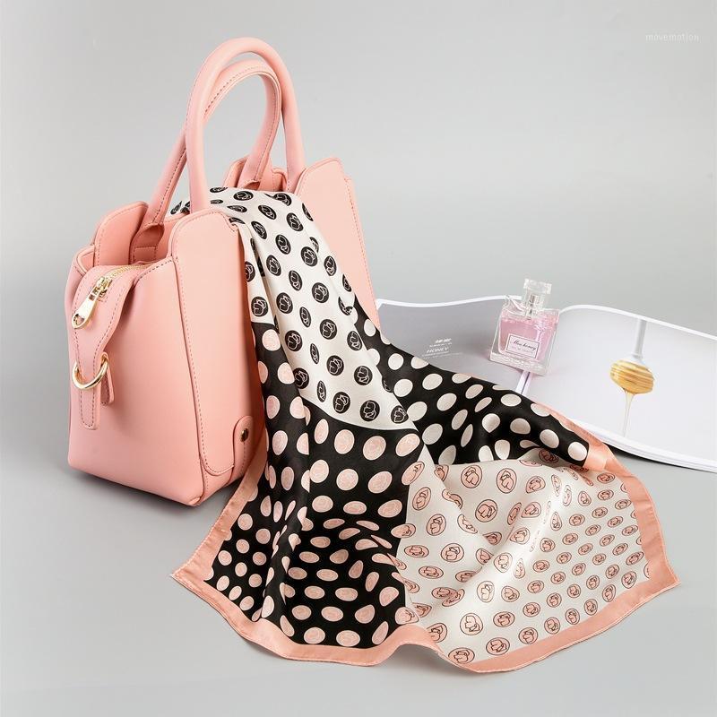 

100% natural silk scarves women small square neck scarves dots print crepe satin plain scarf handkerchief bandana 53*53 cm1